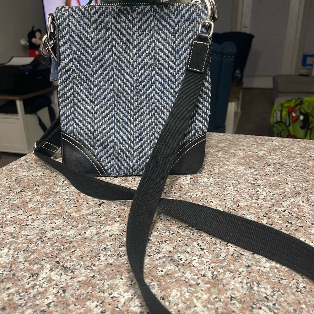 Coach Black and Gray Herringbone Crossbody Bag